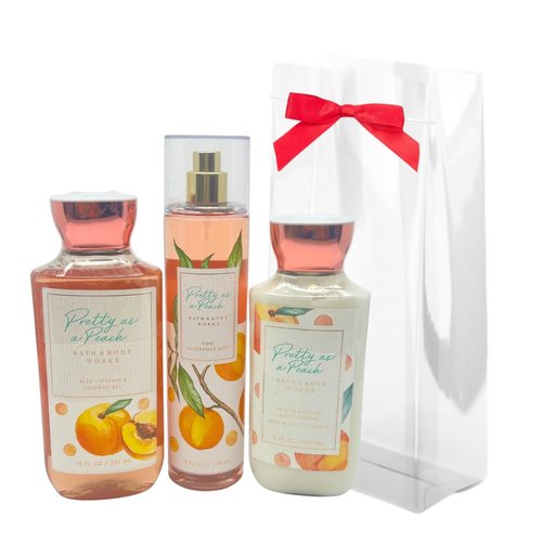 Bath & Body Works Pretty as Peach - 3pc bundle - Gift Pack for Holiday - Shower Gel 10 oz - Fine Fragrance Mist 8 oz - Body Lotion 8 oz