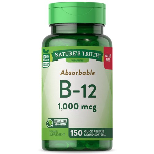 Nature's Truth Vitamin B12 | 1000 mcg | 150 Softgels | Non-GMO & Gluten Free Supplement