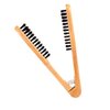 Boar Bristle Clamp Hair Brush, Double Sided Brush Clamp Straightener,Professional Hair Straightening Comb Styling Tools,with Wooden Handle