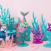 6Pcs/Pack Pink Mermaid Party Decoration DIY Felt Table Centerpiece Under The Sea Party Decorations for Ocean Theme Girl Little Mermaid Birthday Baby Shower Party Supplies