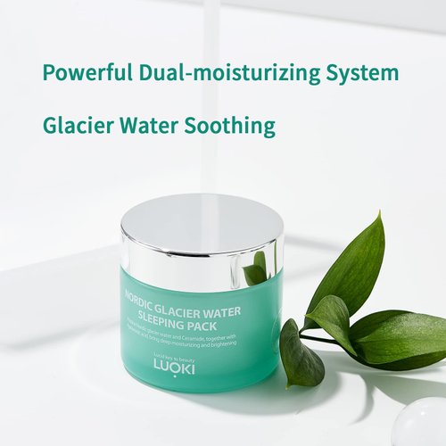 LUOKI Nordic Glacier Water Sleeping Pack 80g (2.82 Oz) - Skin Hydrating, Soothing & Anti Wrinkle Moisturizing Gel Cream Sleeping Mask