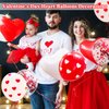 75 PCS Valentine's Day Heart Balloons Decorations Kit,12 Inch Heart Printed Red White Confetti Latex Balloons for Valentine Party Supplies,Romantic Decorations,Special Night
