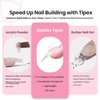 Beetles Tipex Instant Apex Nail Tips, 224Pcs 16 Sizes Pre-Building & Pre-Etched Gel Nail Tips Medium Stiletto Thicker Acrylic Nails False Nail Extension with Uv Nail Glue Nail Lamp for Flat Nails