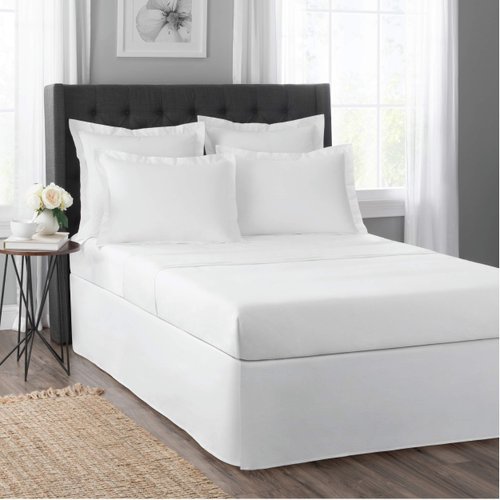 Today’s Home Classic Tailored Bed Skirt Dust Ruffle, Cotton Blend Design, 14" Drop Length, California King, White