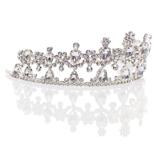 Anderson's Gigi Clear Rhinestone Silver Tiara, 2.25 Inches, Women, Girls, Wedding Tiara, Queen Or Princess Prom Tiara Homecoming, Pageant, Wedding, School Dance, Award, Costume, Party, Event