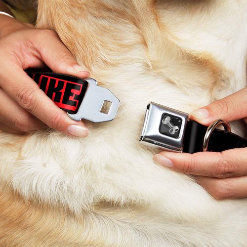Dog Collar Seatbelt Buckle Like A Boss Black Red 18 to 32 Inches 1.5 Inch Wide