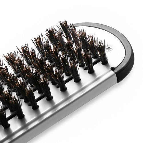 Hair Straightening Comb Styling Tools Boar Bristle Double Sided Brush Comb Clamp (Black White)