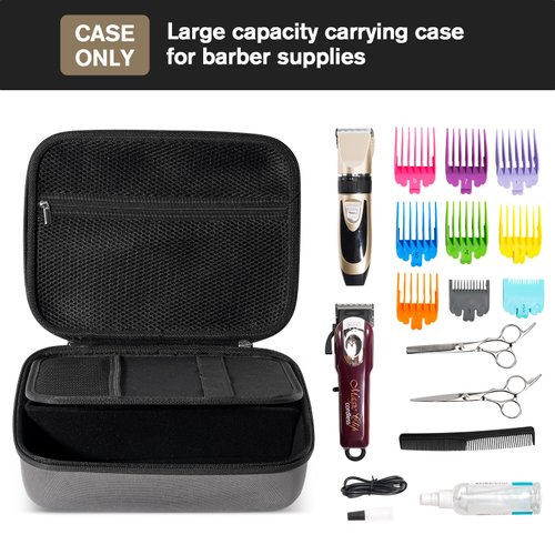ProCase Hard Hair Clippers Case, Barber Supplies Hair Cutting Tool Accessories Storage Organizer, Trimmer Travel Bag for TPOB/Hatteker/Oneisal/Wahl 5Star/Andis Men Razor Guard Grooming Kits -Carbon