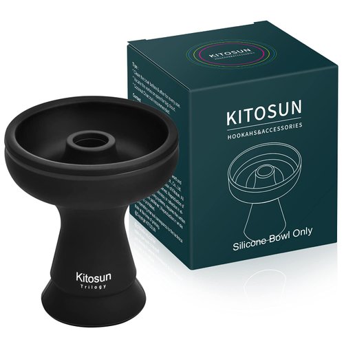 Silicone Hookah Bowl - Kitosun Silicone Phunnel Bowl with Big Hole - Durable Shisha Bowl Black Color - Right Replacement for Clay&Ceramic Bowls 3.5" Tall