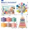 Jyusmile Baby Sensory Teething Toys Set, Montessori Baby Toys 6-12 Months, Incl Newborn Rattle Teether & Baby Blocks & Soft Stacking Rings, Ideal Baby Boy Girl Gifts, Infant Toys 0-3-6-9-12-18 Month