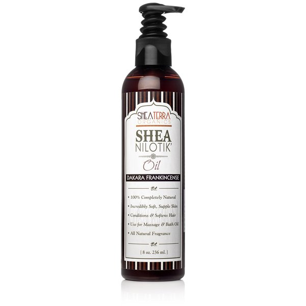 Shea Terra Organics Shea Nilotik’ Oil Scented With Dakara Frankincense |Natural Daily Skin Moisturizer & Conditioner - 8 oz
