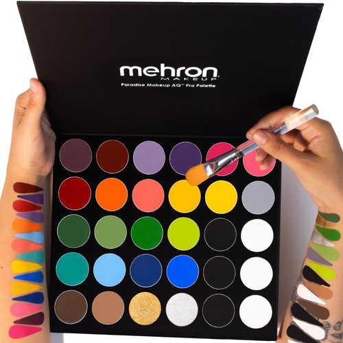Mehron Makeup Paradise Makeup AQ 30 Color Pro Palette | Magnetic and Refillable Palette | Body Paint & Face Paint | Professional Makeup for Costumes, SFX, Halloween, & Cosplay