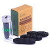 Kiba Bamboo Charcoal Floss w/Reusable Floss Container 5 pc Kit (1 Glass Floss Container + 4x30m Dental Floss Refills) - Eco Friendly Floss w/Candelilla Wax - Mint - Vegan