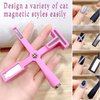 Gieehiol 5 in 1 Nail Magnet Tool Multi-function Nail Art Cat Eye Magnet Stick for Cat Eye Gel Nail Polish 3D with Silicone Protective Case Nail Design Tools for Nail Salon Home DIY (Pink, Small)