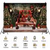 Christmas Red Truck Backdrop Winter Snowy Forest Christmas Tree Holiday Party Background Merry Christmas Baby Shower Birthday Party Decorations New Year Party Cake Table Banner,7X5FT