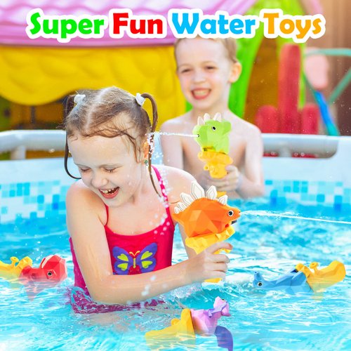 Water Guns for Kids 5PCS Pool Toys Toddler Outdoor Water Toys Dinosaur Squirt Guns Summer Backyard Beach Water Blaster Swimming Pool Games Outside Toys for Toddler 2-4 3-5 Boy Girl Age 2 3 4 5 6