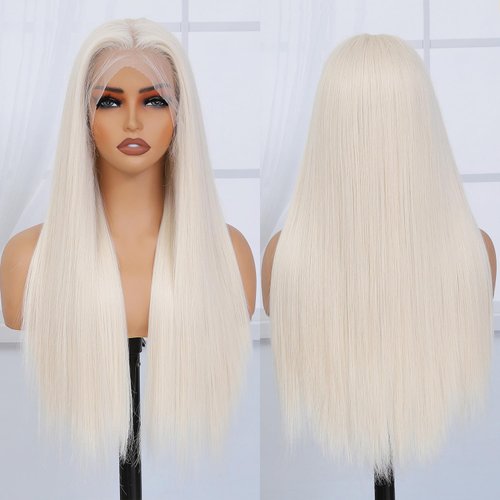 Amarlis Platinum Blonde Lace Front Wigs for Women,13x5x1 HD Lace Front Wig Pre Plucked Ready to Wear Synthetic Wigs for Daily Use(Platinum Blonde)