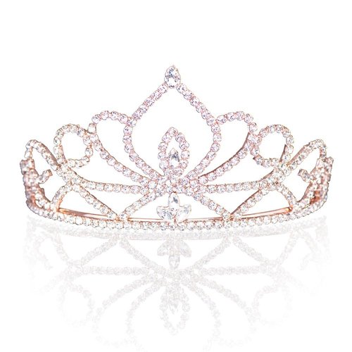 Anderson's Rose Gold Quinn Rhinestone Tiara, 3 Inches, Woman's Crown, Wedding/Prom Tiara