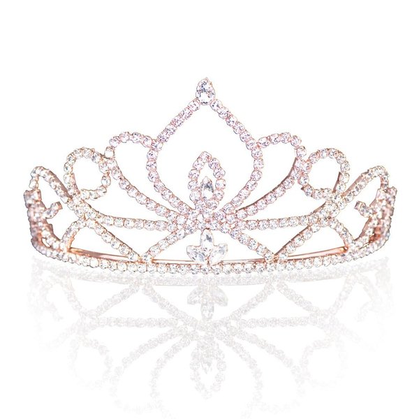 Anderson's Rose Gold Quinn Rhinestone Tiara, 3 Inches, Woman's Crown, Wedding/Prom Tiara