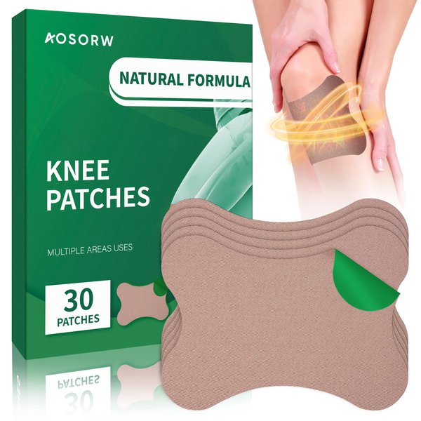 AOSORW Knee Joint Relief Patches: 30 Count Natural Herbal Kit for Heat Bone-on-Bone Support - Wormwood Back Neck Shoulder Feet Plaster - Soothing Muscle and Bone Hot Relief Patch