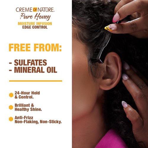 Moisture Infusiuon Edge Control by Creme of Nature, Pure Honey, Coconut Oil and Shea Butter Formula, 2.25 Oz