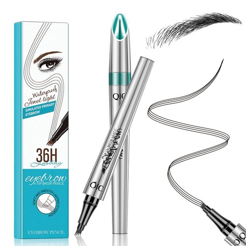 Kaemgyyd Microblading Eyebrow Pen, 3D Waterproof Long-Lasting Eyebrow Pencil, 4-Tip Natural Long-Lasting Fine Stroke Eyebrow Pencil for Women (Black)