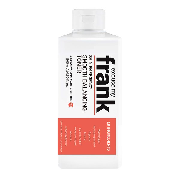 Excuse My Frank Skin Emergency Smooth Balancing Toner 500 ml/16.90 fl. oz. Hydrating, Balancing, Calming, Pore Minimizing, Vegan, Cruelty-Free.