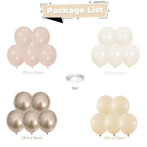 Blush Gold Beige Neutral Balloons 50pcs 12 inch Blush Champagne Gold Latex Balloons Sand White Nude Apricot Helium Balloons for Birthday Party Decoration Wedding Baby Shower Bride DIY Supplies