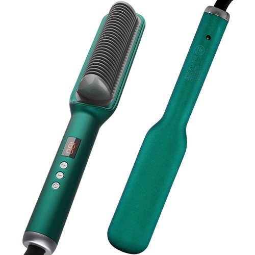 Aethland Hair Straightener Brush - Enhanced Ionic Hair Straightening Brush with LED Screen for Styling Smooth Straight Hair, with Anti-Scald & 20Mins Automatic Shut-Off Function for Home Salon