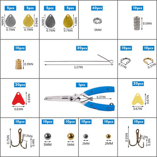 Fishing Lures Making Kit, 231pcs DIY Inline Spinner Bait Making Kit Colorado Spinner Blade Fishing Spoon Rig Treble Hooks Plier Make Your Own Fishing Lures for Bass Trout Walleye