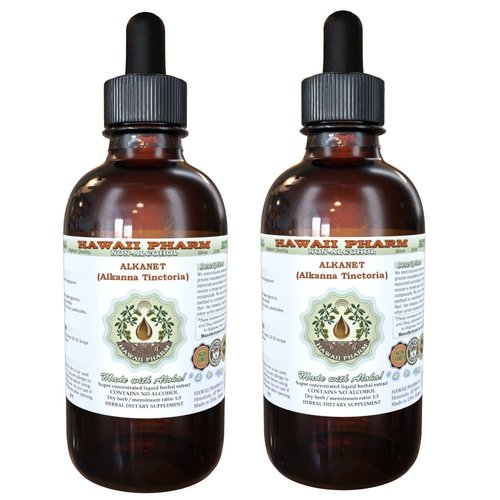 Alkanet Alcohol-Free Liquid Extract, Alkanet (Alkanna Tinctoria) Dried Root Glycerite Hawaii Pharm Natural Herbal Supplement 2x2 oz