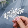 Foyte Crystal Wedding Hair Comb Rhinestone Headpieces Leaf Bride Hair Pieces Bridesmaid Side Hair Combs for Women and Brides (silver)