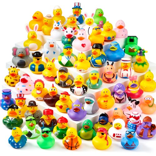 JOYIN 30 Pcs Rubber Ducks, Random Assortment Ducks Bulk with Mesh Carry Bag, Mini Rubber Duckies for Toddler Baby Bath Toys, Kids Bath Pool Toys Birthday Gifts Party Favors