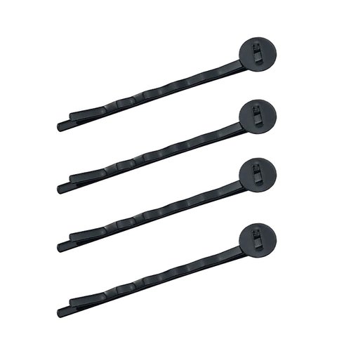 50 Pcs Hair Bobby Pins Hair Clips with Blank Round Tray Hair Pins Hairpin Cabochons Bases for DIY Crafts Black