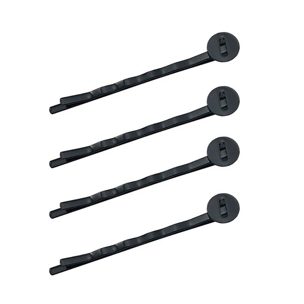 50 Pcs Hair Bobby Pins Hair Clips with Blank Round Tray Hair Pins Hairpin Cabochons Bases for DIY Crafts Black