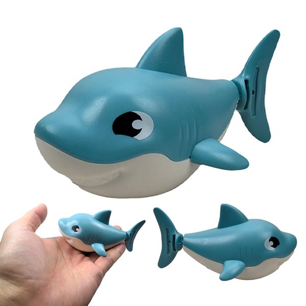 Blue Shark Wind Up Bath Toys for Kids and Toddlers Ages 4-8, Sea Animals Pool and Water Table Toys, Fun Shark Bath Toy, Pool Themed Birthday Decorations, Classroom Prizes, Easter Wind Up Toys