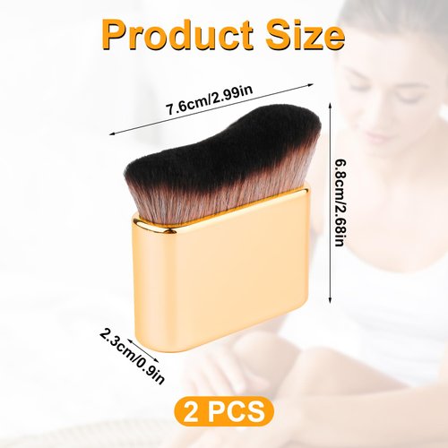 2pcs Self Tanning Brushes, Soft Bristles Body Makeup Brush Liquid Foundation Self Tan Blending Brush Tanning Brush Applicator for Face Body (Gold)