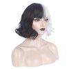 WeKen Cruella Devil Costume Wig for Women Half Black and White Short Wavy Curly Synthetic Wigs for Halloween Christmas Carnival Party