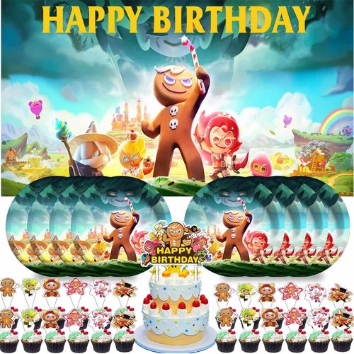 Cookie Run Kingdom Party Supplies Plates Decorations Birthday Cake Topper Banner Decor Backdrop Balloons