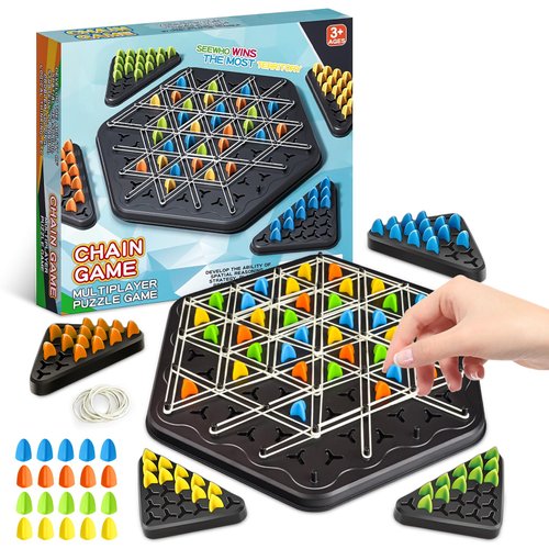 Triggle Game, Chain Triangle Chess Game, Triggle Rubber Band Game for Kids & Adults, Wavelength Board Game, Multiplayer Triangle Board Game, Family Games, Birthday Gifts New Year's Gift