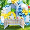 Cartoon Sponge Party Decorations,Sponge Theme Balloon Garland Arch Kit, Yellow Blue Clear Balloon Arch For Cartoon Sponge Birthday Baby Shower Party Supplies Sponge Bob Party Supples