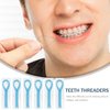 Floss Threaders, Deep Clean Dental Floss Threader for Braces, Bridges, and Implants 210PCS(6Pack),Blue