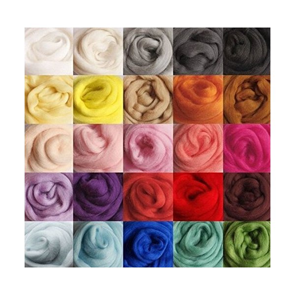 DOD-Life 36 Colors Merino Wool Fibre Roving for Needle Felting Hand Spinning BIN,3g/Color, Total 108g