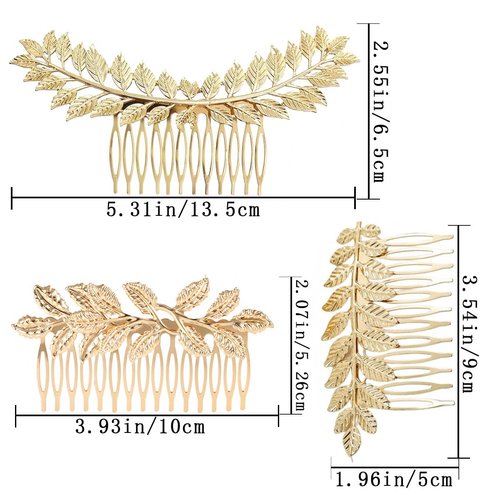6 PCS Leaf Hair Side Combs Gold Silver Petal with Teeth Combs French Vintage Twist Metal Bridal Decorative Hair Comb Women Girls Thin Hair and Thick Hair for Wedding Party Prom Hair Accessories