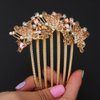Chargances Butterfly Luxury Crystal Hair Comb Boho Shiny Flower Hair Comb Bridal Wedding Gold Rhinestone Hair Side Combs Hair Accessories Headpiece for Women and Girls (Gold)