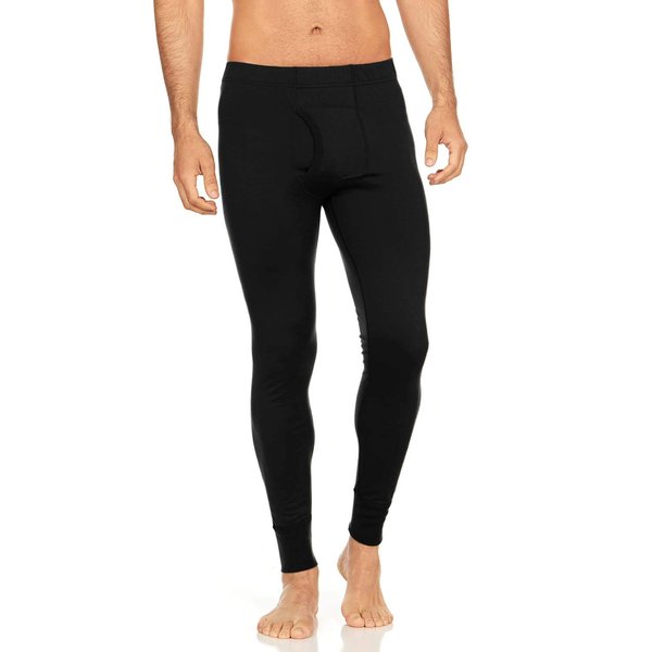 100% Merino Wool Men's Lightweight Bottoms - Thermal Base Layers - Black - Medium