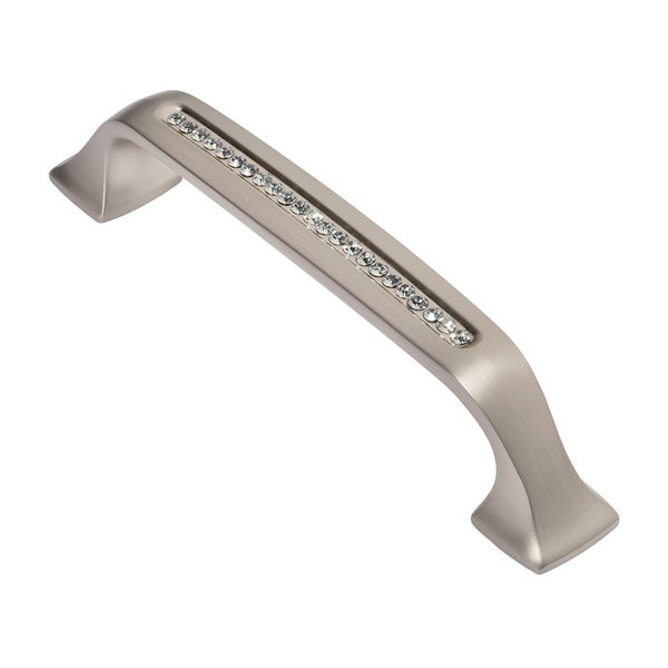 Wisdom Stone 411196SN-C Bellissima 96mm (3¾in C to C) Cabinet Pull, 3-3/4", Satin Nickel/Clear