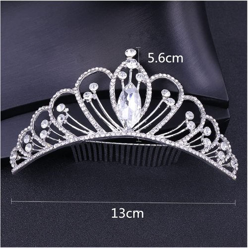 Sither Bridal Rhinestone Crown Necklace Earrings Set for Wedding Crystal Tiara Headband Hair Accessories Jewelry Set for Wedding Pageant Prom Princess Queen Theme Party for Gift