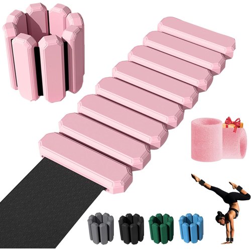 Mibcocny Pilates Wrist And Ankle Weights For Women At Home, Adjustable Arm & Leg Ankle Weights For Men, 1 lb Weights Set Of 2 For Walking Workout Dance Yoga Running (Pink)