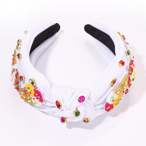 boderier Ice Cream Headband Beaded Ice Cream Popsicle Knotted Headband for Women Jeweled Crystal Embellished Headband Summer Party Birthday Girls Headband Accessories Gifts